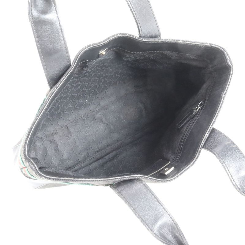 Gucci Sherry Line Leather Handbag Mini Tote 73984 Black Women's RCE Db11-1