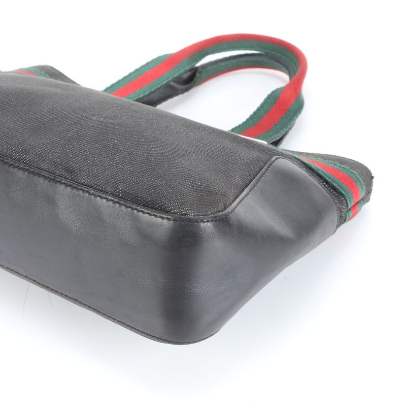 Gucci Sherry Line Leather Handbag Mini Tote 73984 Black Women's RCE Db11-1