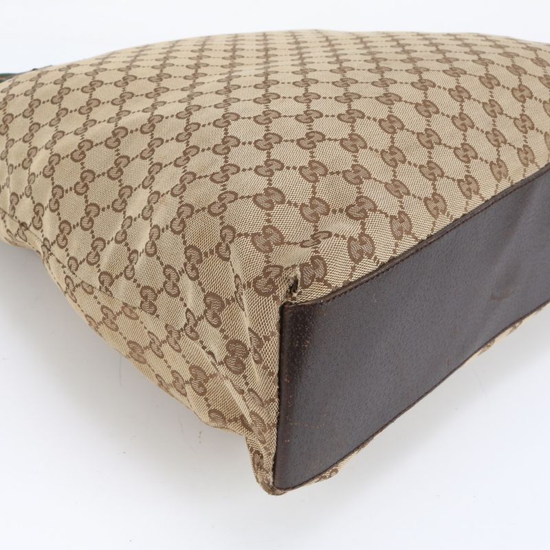 Gucci GG Canvas Sherry Line 131233 Leather Tote Bag Shoulder Brown A4 Men Women