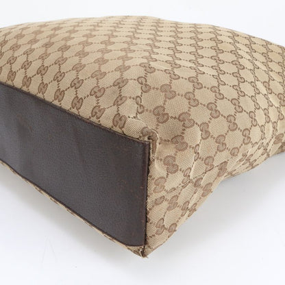 Gucci GG Canvas Sherry Line 131233 Leather Tote Bag Shoulder Brown A4 Men Women