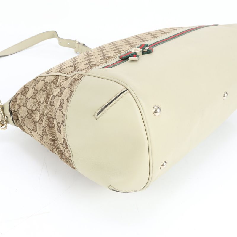 Gucci GG Canvas Sherry Mayfair Leather 2WAY Tote Bag Crossbody Shoulder 257349