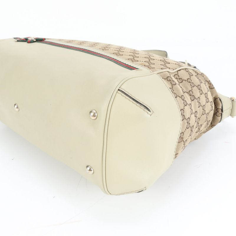 Gucci GG Canvas Sherry Mayfair Leather 2WAY Tote Bag Crossbody Shoulder 257349