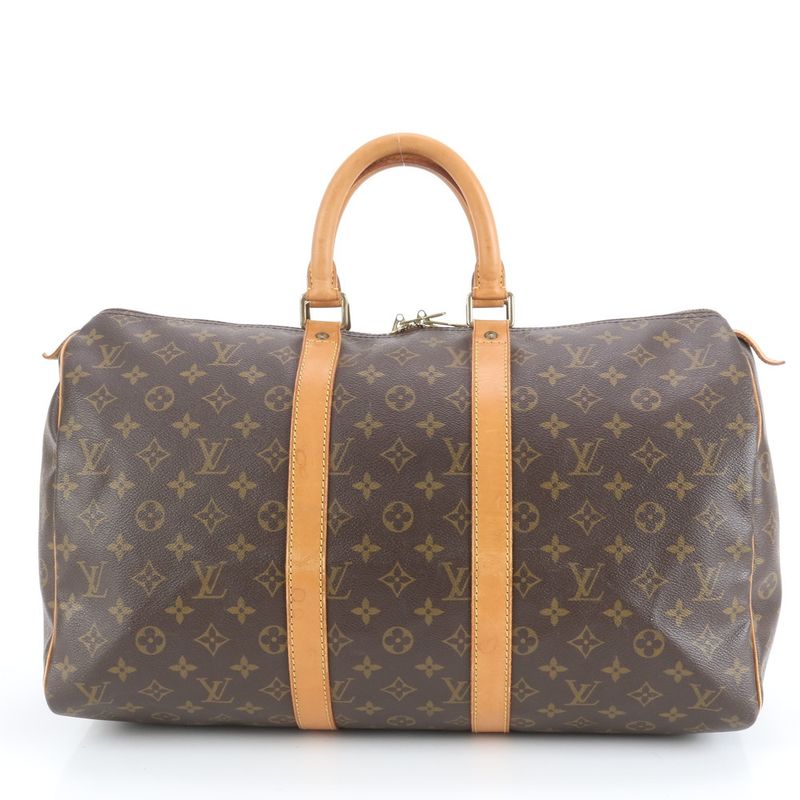 Louis Vuitton Monogram Keepall 45 M41428 Leather Boston Bag Business Trip Tote