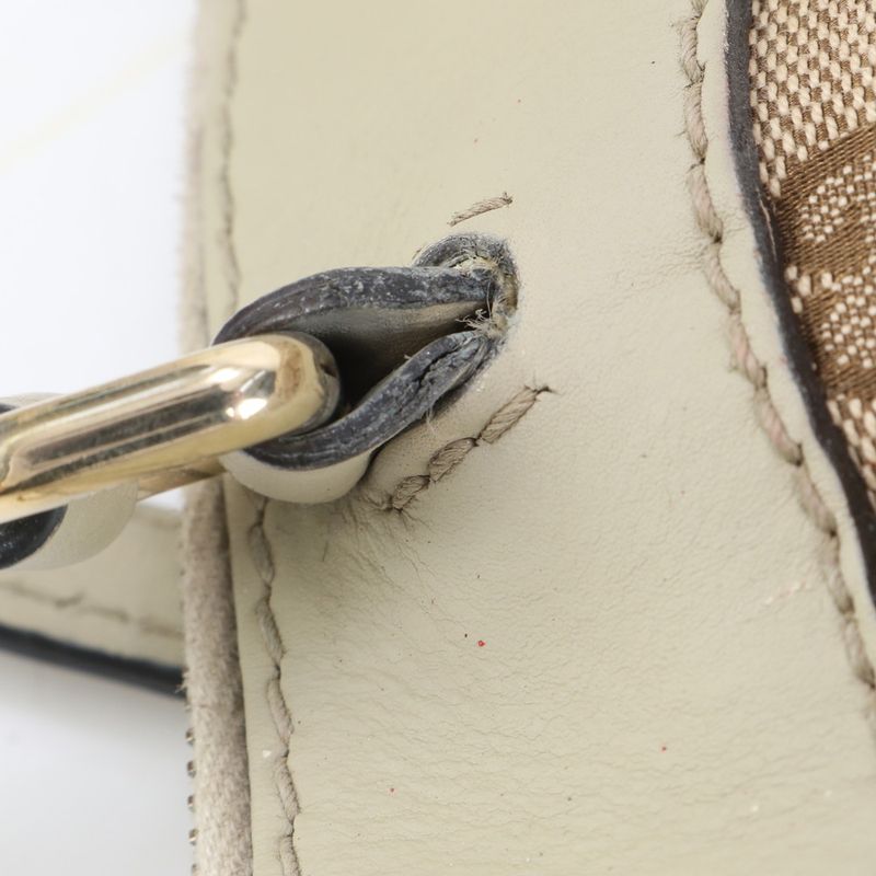 Gucci GG Canvas Sherry Line Mayfair Leather Tote Bag Hand 257349 A4 Beige