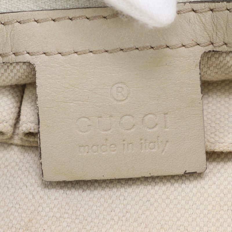 Gucci GG Canvas Sherry Line Mayfair Leather Tote Bag Hand 257349 A4 Beige