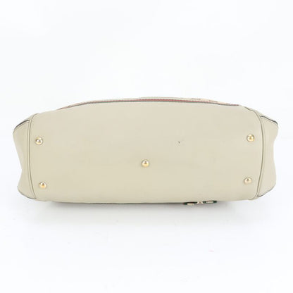 Gucci GG Canvas Sherry Line Mayfair Leather Tote Bag Hand 257349 A4 Beige