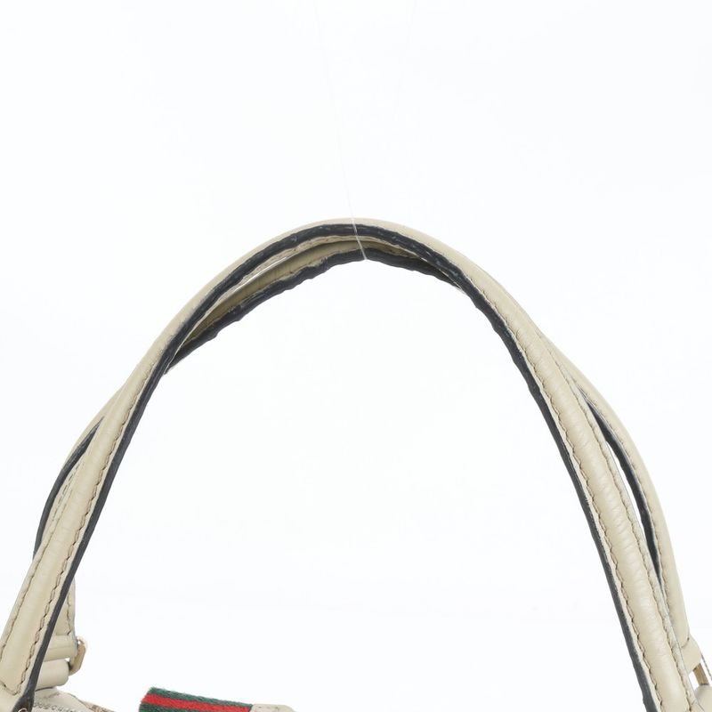 Gucci GG Canvas Sherry Line Mayfair Leather Tote Bag Hand 257349 A4 Beige