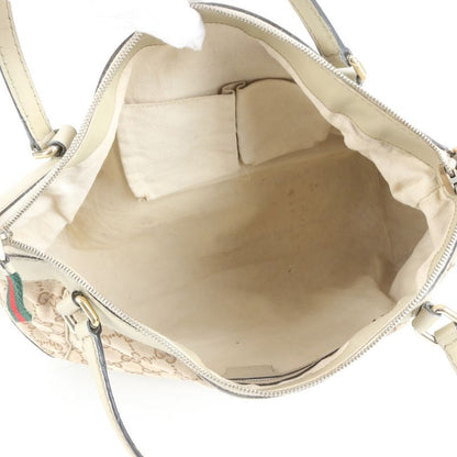 Gucci GG Canvas Sherry Line Mayfair Leather Tote Bag Hand 257349 A4 Beige