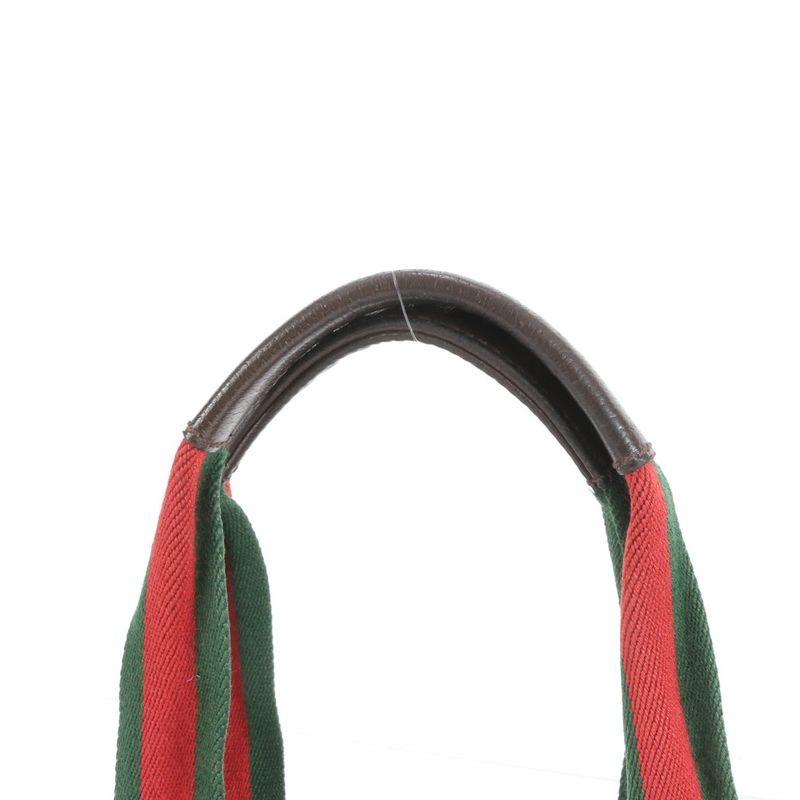 Gucci GG Canvas Sherry Line 131230 Leather Tote Bag Shoulder Hand Brown Women's