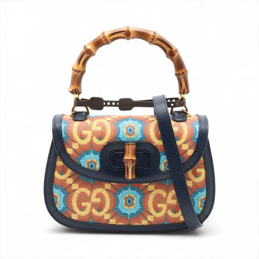 Unused Gucci Bamboo 1947 GG Logo 678489 Leather 2WAY Handbag Crossbody Shoulder