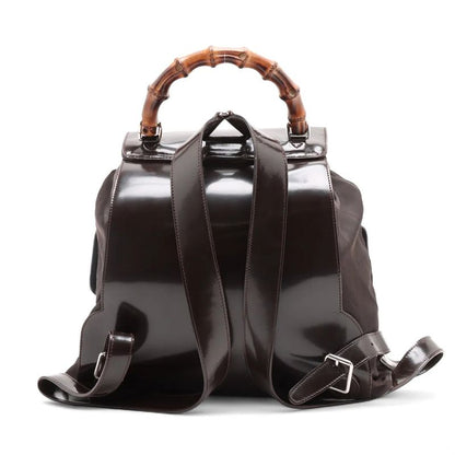 Gucci Bamboo Leather X Nylon Backpack Sac Rucksack Shoulder Bag Genuine Leather