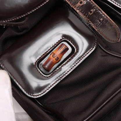 Gucci Bamboo Leather X Nylon Backpack Sac Rucksack Shoulder Bag Genuine Leather