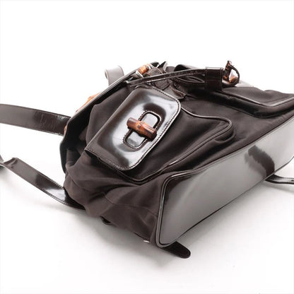 Gucci Bamboo Leather X Nylon Backpack Sac Rucksack Shoulder Bag Genuine Leather
