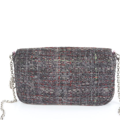 Christian Dior New Rock Tweed Leather Silver Chain Shoulder Bag Crossbody