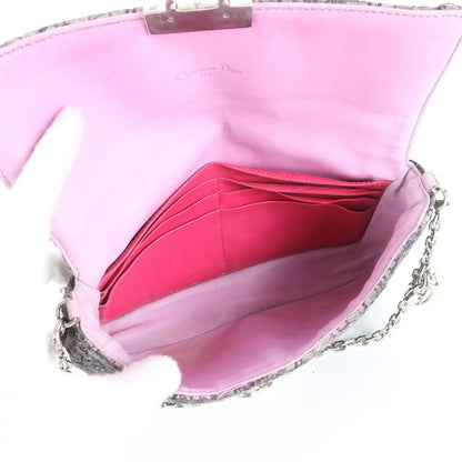 Christian Dior New Rock Tweed Leather Silver Chain Shoulder Bag Crossbody