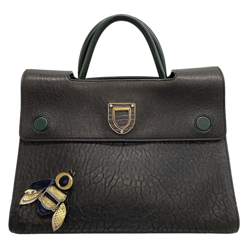 DIOR Christian Dior Handbag All Ever Black X Green Bee Leather