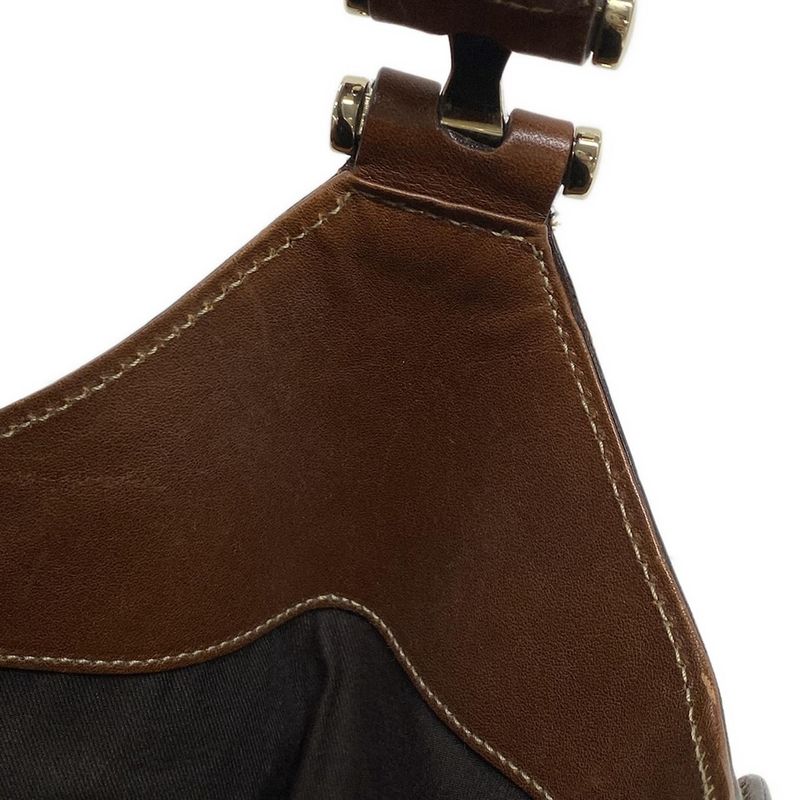 Gucci Handbag Horsebit GG Pattern 137592 Beige X Dark Brown Leather