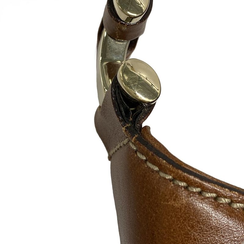 Gucci Handbag Horsebit GG Pattern 137592 Beige X Dark Brown Leather