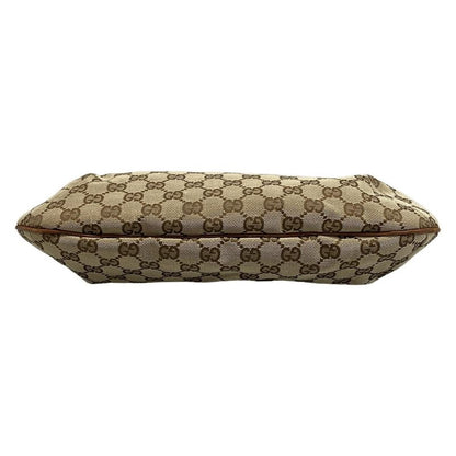 Gucci Handbag Horsebit GG Pattern 137592 Beige X Dark Brown Leather