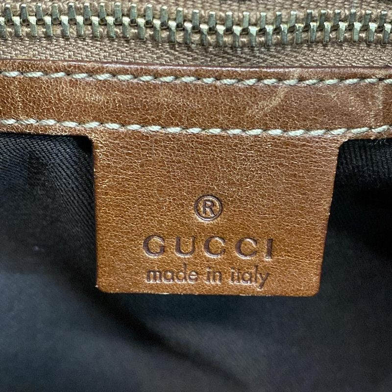 Gucci Handbag Horsebit GG Pattern 137592 Beige X Dark Brown Leather