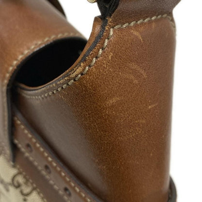 Gucci Handbag Horsebit GG Pattern 137592 Beige X Dark Brown Leather