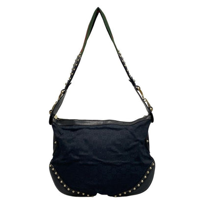 Gucci Shoulder Bag Horsebit Sherry (web) GG Pattern 153691 Black Leather