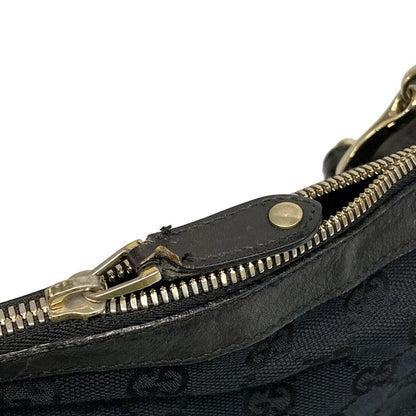 Gucci Shoulder Bag Horsebit Sherry (web) GG Pattern 153691 Black Leather