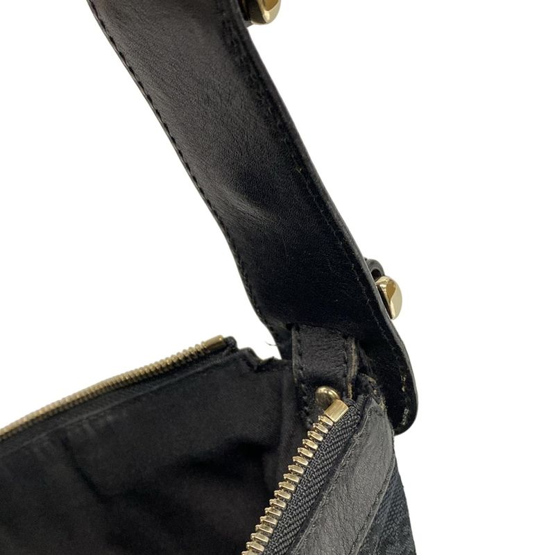 Gucci Shoulder Bag Horsebit Sherry (web) GG Pattern 153691 Black Leather