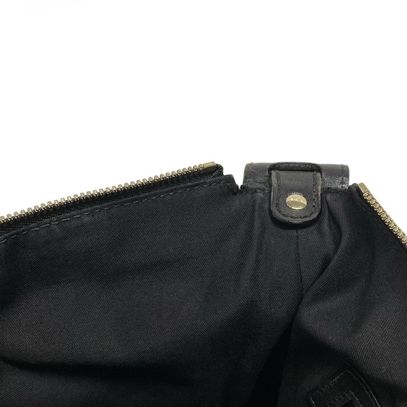 Gucci Shoulder Bag Horsebit Sherry (web) GG Pattern 153691 Black Leather