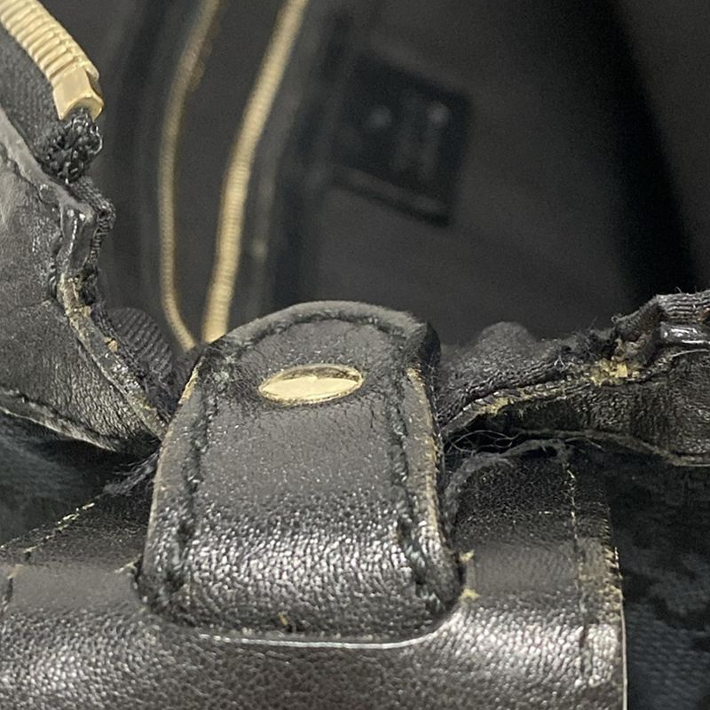 Gucci Shoulder Bag Horsebit Sherry (web) GG Pattern 153691 Black Leather