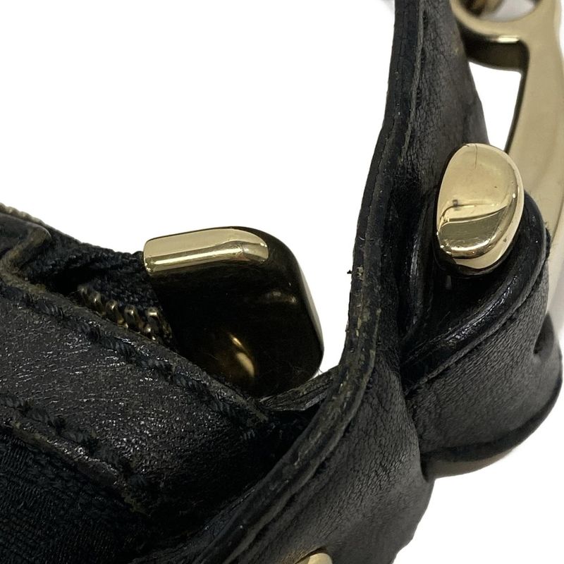 Gucci Shoulder Bag Horsebit Sherry (web) GG Pattern 153691 Black Leather