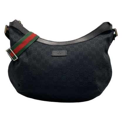 Gucci Shoulder Bag GG Pattern Sherry (web) 189752 Black Leather