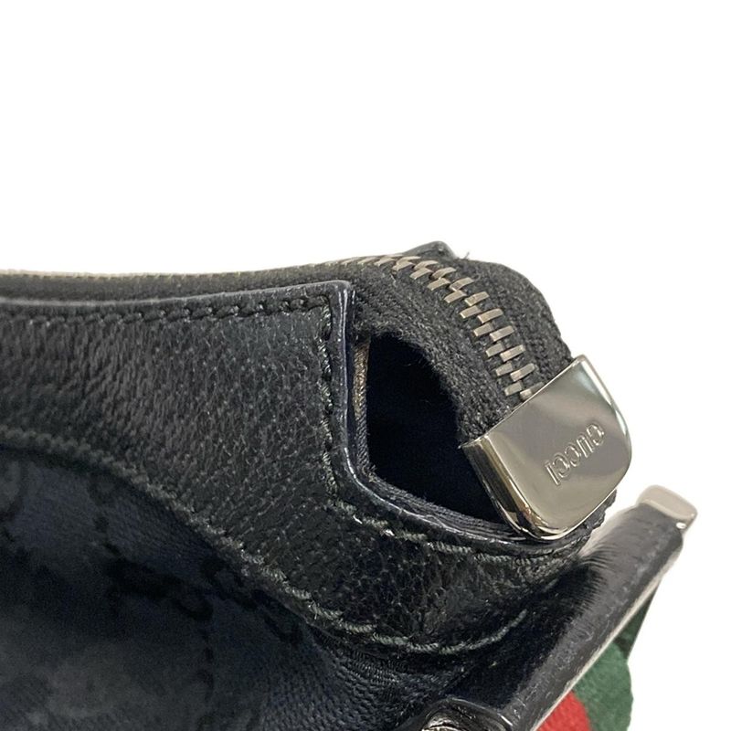 Gucci Shoulder Bag GG Pattern Sherry (web) 189752 Black Leather