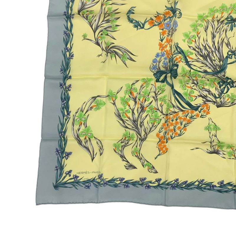 Hermes Hd'origny Blooming Horse Silk Scarf Multicolor