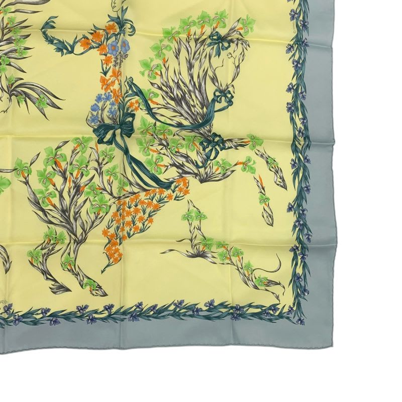Hermes Hd'origny Blooming Horse Silk Scarf Multicolor