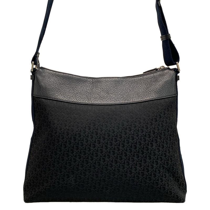 DIOR Christian Dior Shoulder Bag Street Chic Trotter Black X Blue Leather