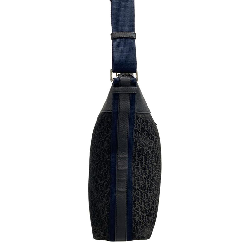 DIOR Christian Dior Shoulder Bag Street Chic Trotter Black X Blue Leather
