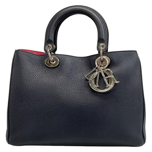 DIOR Christian Dior Tote Bag Diorissimo Dark Navy Silver Hardware Leather