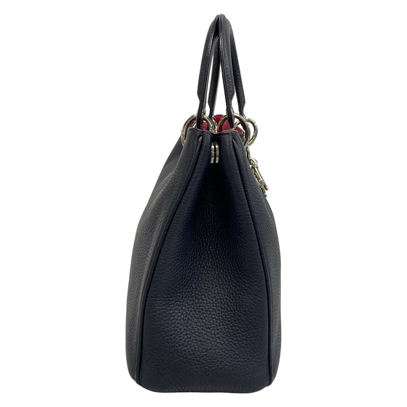 DIOR Christian Dior Tote Bag Diorissimo Dark Navy Silver Hardware Leather