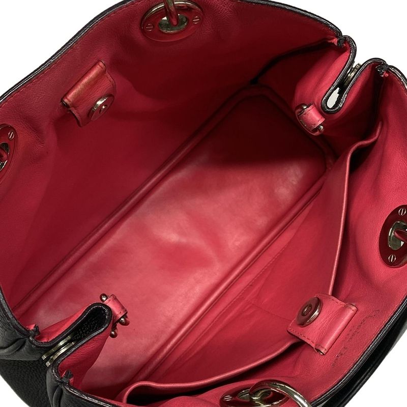 DIOR Christian Dior Tote Bag Diorissimo Dark Navy Silver Hardware Leather