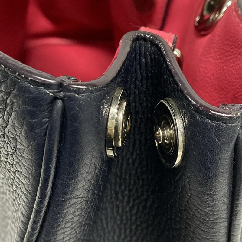 DIOR Christian Dior Tote Bag Diorissimo Dark Navy Silver Hardware Leather