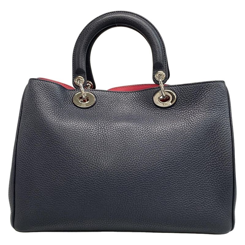 DIOR Christian Dior Tote Bag Diorissimo Dark Navy Silver Hardware Leather