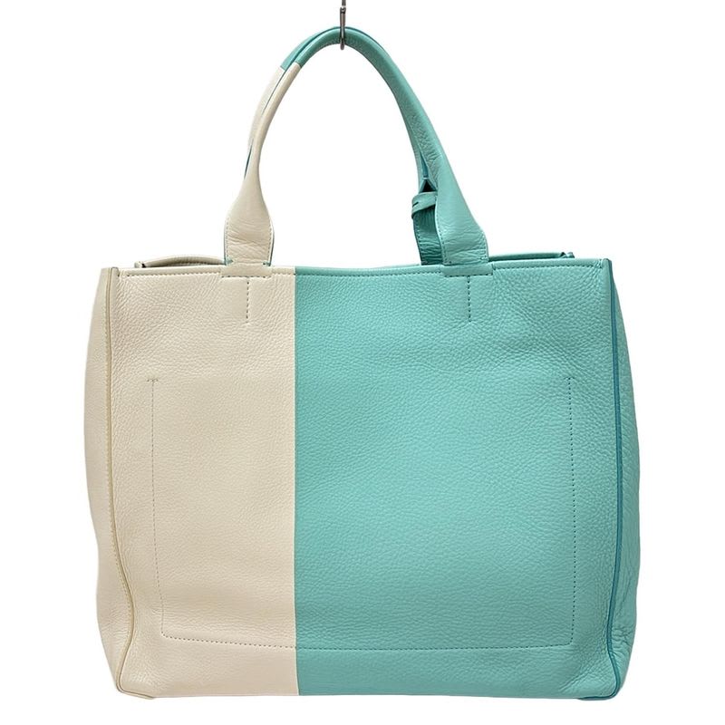 Tiffany & Co Tote Bag Tiffany & Coblue White Bicolor Leather