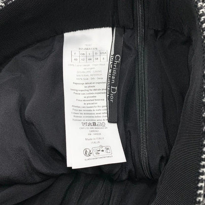 Christian Dior Bottoms Wool Black White Houndstooth Pleated Skirt