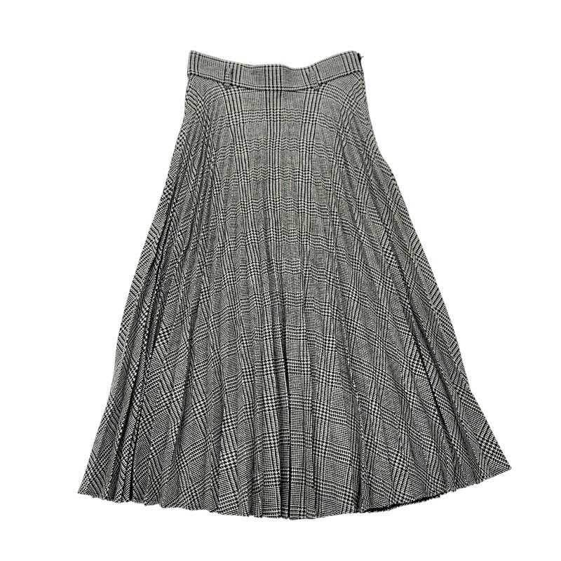 Christian Dior Bottoms Wool Black White Houndstooth Pleated Skirt