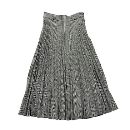 Christian Dior Bottoms Wool Black White Houndstooth Pleated Skirt