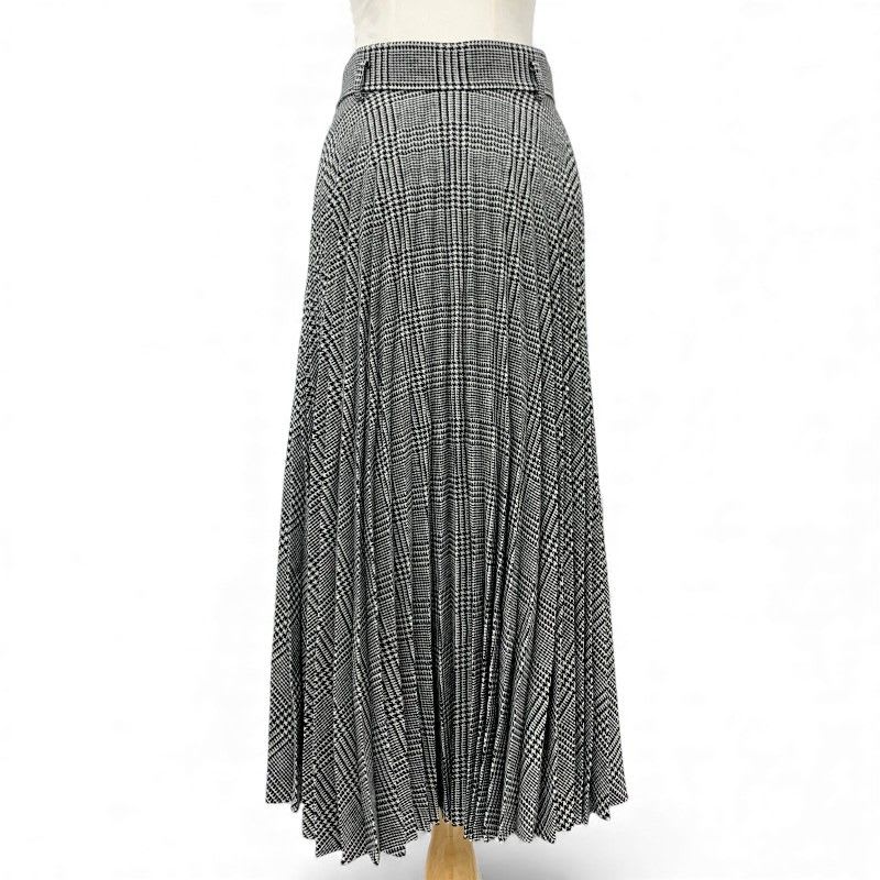 Christian Dior Bottoms Wool Black White Houndstooth Pleated Skirt