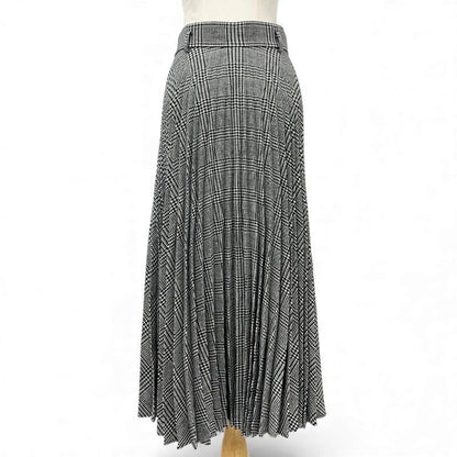 Christian Dior Bottoms Wool Black White Houndstooth Pleated Skirt