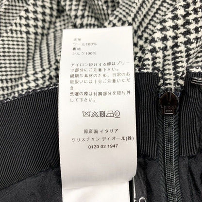 Christian Dior Bottoms Wool Black White Houndstooth Pleated Skirt