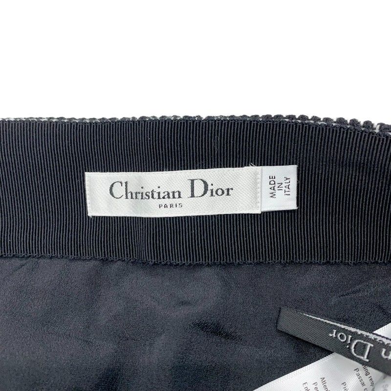 Christian Dior Bottoms Wool Black White Houndstooth Pleated Skirt